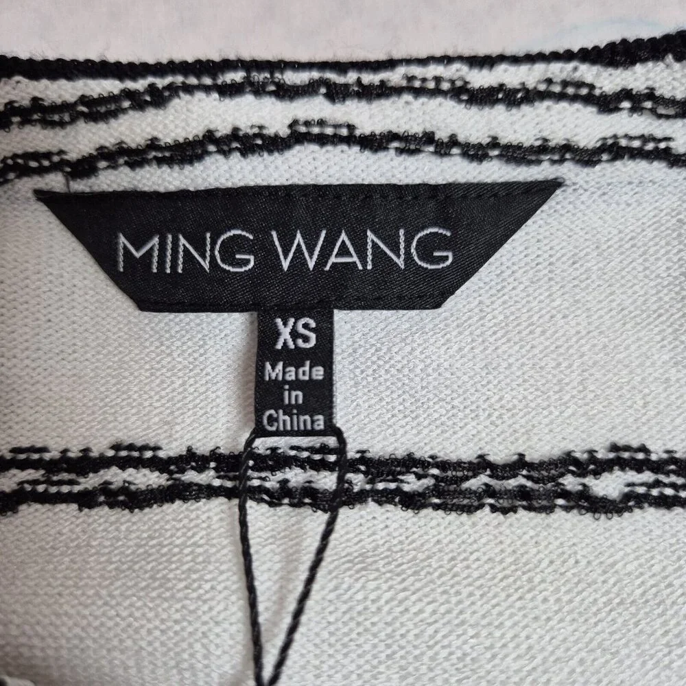 Ming Wang Women's Size XS Striped Blazer Jacket Black White ¾ Sleeve  (42) - Picture 14 of 15